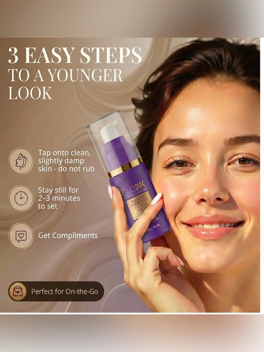 GLO24K Express Eye & Face Lifting Cream 0.5oz NWT (SEALED)